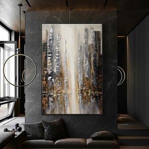 Pintura a óleo abstrata artesanal outono vista marrom arte de parede moderna para casa quadros em tela grande decoração de salão de beleza sem moldura340f