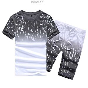 Dres dla mężczyzn swobodny letni zestaw męski T-shirt + druk szorty plażowe Koszulki spodnie Dwukierunkowe garnitur plus rozmiar 4xl