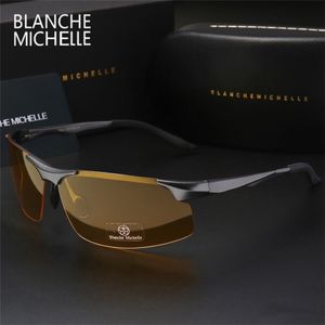 Aluminum Magnesium Men Sunglasses Polarized Sports Driving Night Vision Goggles Sunglass Fishing UV400 Rimless Sun Glasses 220510217E