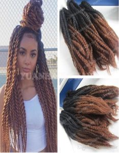 10 confezioni Estensioni capelli sintetici a testa piena Trecce Marley bicolore 20 pollici Nero Marrone Ombre Intrecciatura afro crespa Fast Expres9449230