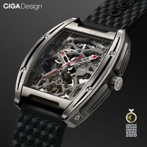 CIGA DESIGN Z Series Titanium Case Automatisk mekanisk armbandsur Silikonrem Tidstycke med en läderrem för LJ202617