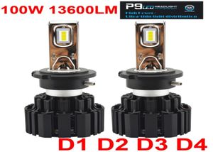 1 Set D1S D2S D3S D4S Evrensel 100W 13600LM P9 LED FARDIGHT 25MM Ultra İnce Kör Flip Cips Beyaz 6000K Lambalar Ampul 505197429