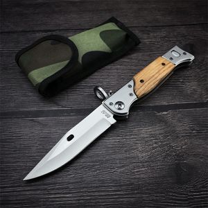High Quality AK-47 Tactical AUTO Folding Knife 440C Blade Colored Wood Handle Outdoor Camping Hunting Combat Military Knives Survival Defense EDC Tool 3300 4850 940