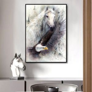 Horse Eagle Animal Canvas Painting Black And White Art Wall Art Pictures For Living Room Bedroom Modern Home Decoration Unframed318R