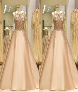 Bling Bling Beading Crystal Cocktail Party Dresses Aline Satin Boat Neckline Prom Dress Long Pageant Dress Women Evening Gowns El2544854