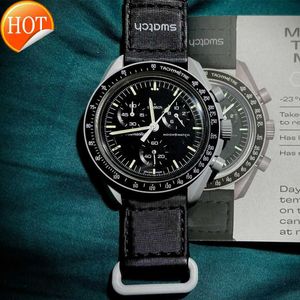 Andere Uhren Bioceramic Planet Moon Herren Watch Vollfunktion Chronograph Designer Uhren Mission für Mercury 42mm Nylon Uhren Quarzuhr Relogio M J230609