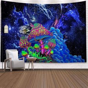 Espaço cogumelo floresta castelo tapeçaria conto de fadas trippy colorido dragão tapeçaria de suspensão para casa deco tapeçaria mandala lj2011226r