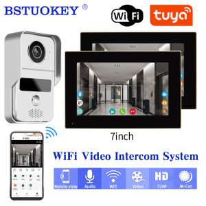 BINS TUYA SMART WiFi Video Doorbell Home Intercom Telefon 1080p RFID Wireless Door Viewer Camera Intercom 7 Inch Screen Motion Record