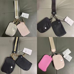 10 cores lu yoga pulseira saco chaveiro moeda bolsa dupla mini zip em torno de pulseira carteira portátil chaveiro bolso