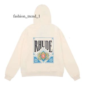 Designer Hoodie Rhude Hoodie Mens Hoodie Rhude Hoody Hooded Sweatshirt Felpa Uomo Niche Fashion Brand Sudadera Autumn Winter Long Round Neck Pullover 7248