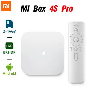 Receptores XIAOMI MI TV Box 4S Pro 1.9GHz Amlogic Quadcore 5G WiFi bluetooth Android 8K HDR Smart Streaming Media Player versão chinesa