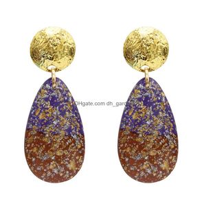 Lampadario pendente New Fashion Gold Metal Vetro acrilico Grandi orecchini a goccia per le donne Boho Party Consegna gioielli Dhgarden Dhnae