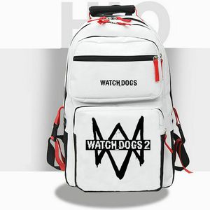 İzle Köpekler Sırt Çantası Dedsec Daysec DayPack Emblem Okul Çantası 2 Oyun Oyuncu Baskı Sırtı Sırplı Okul Çantası Beyaz Siyah Renk Günü Paket