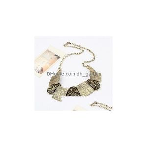 Chokers Ceza Kolye Moda Bronz Tonu Metal Tel Baskı Elipse Reçine Gem Kadın Mücevher Damla Teslimat Kolyeleri Kolye Dhgarden Dhxks