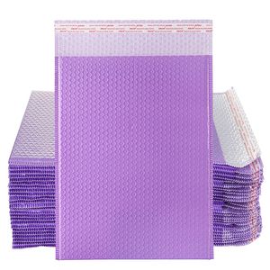 Envelopes de espuma roxos, sacos de auto-selo, envelopes de envio acolchoados com pacotes de envio de bolhas, saco de correio de folha de preenchimento preto, 5 tamanhos, plástico poli, à prova d'água