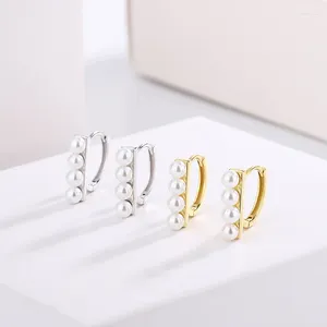 Studörhängen Fashionabla S Sterling Sier One Line Ear Buckle Minimal Design Simple Bead Circle Light Jewelry