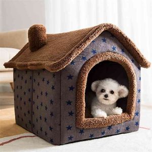 Cat Bed Sleep House Warm Cave Dog Kennel Borttagbar kudde dyna mjuk inomhus slutna tältstugor för husdjur för husdjur kattungar valp 21285i