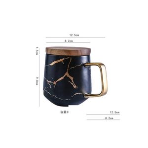 Mugs European Style Mug Household Water Cup Office Latte Coffee Cups Design Retro Classic Tableware Ceramic With Lid Drop Delivery Hom Otxiu