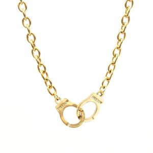 Choker Chokers The Handcuffs Connector Pendant Gothic Necklace For Women 6mm Rolo Cable Stainless Steel Chunky Chain Collar289S