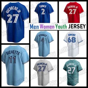 27 Vladimir Guerrero Jr. Baseball Jersey 2 Justin Turner Bo Bichette George Springer Torontos Kevin Kiermaier Romano Schneider Blue Jays Cavan Biggio Alejandro