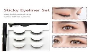 False Eyelashes 3Pairs 3D Magnetic Eyelash Tweezers With Eyeliner Pen Set No Glue Required Waterproof Makeup Cosmetic1400841