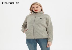 Women039s JACJE WOMENS Lekka podgrzewana kurtka polarowa ubrania zima ciepłe pełne zamek błyskawiczne miękki sweter elektryczny płaszcz grzewczy FEM3806850