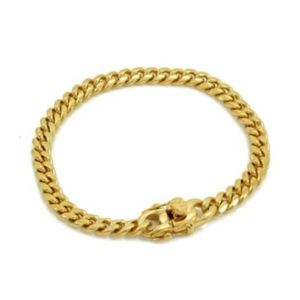 Anlaufgeschütztes kubanisches Miami Link 8-Armband für Herren, 18 Karat Gold über Edelstahl, 6 mm2736