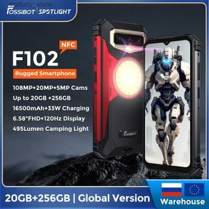 Mobiltelefoner FOSSIBOT F102 Robust Helio G99 Android -telefon 20GB+256 GB 16500mAh Camping Light IP68 Vattentät telefon NFC Q240312