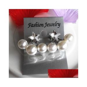 Charm Korea Style Sier Plated Clear Crystal Star Three Pearl Ear Studs Earrings Drop Delivery Jewelry Dhgarden Dho9O