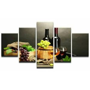 5pcs Canvas Po Prints Grapes and Wines Artwork Wall Art Picture for Living Room Bedroom Wall Decorations Home Decor No Frame232E