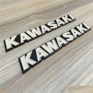 Motorcykelklistermärken för modifierad kawasaki retro bilgata stereoskopisk aluminium bränsletank hård standard vit bokstäver boj dekal me otfv0