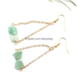 Dangle Chandelier Irregar Natural Crystal Stone Gold Plated Chain Handmade Earrings For Women Girl Party Club Fashion Jewelry Drop Del Dh8Xi