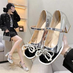 Scarpe eleganti Piattaforma Lolita Estate 2024 Cinturino con fibbia Décolleté Décolleté Bowknot Kawaii Cute Black Mary Janes Donna