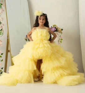 Vestidos de menina inchados vestido de princesa sob medida flor pura pescoço sem mangas menina primeira comunhão criança Size1-14T