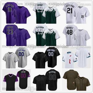 Camisa de beisebol costurada 2024 35 Elias Diaz 26 Austin Gomber 52 Daniel Bard 68 Jalen Beeks 59 Jake Bird 57 Angel Chivilli 63 Noah Davis 18 Ryan Feltner 58 Gilbreath