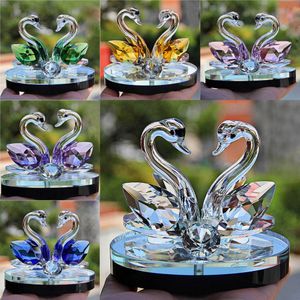 Crystal Glass Animal Swan Figurines Paperweight Feng Shui Crafts Figurine Art & collection For Home Wedding Decor Kids Gifts240M
