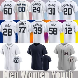 28 Javier Baez Camisas de beisebol Miguel Cabrera Detroit Matt Vierling Tigers Kerry Carpenter Jonathan Schoop Austin Meadows Jose Cisnero Alex Wood Matthew Boyd Homens