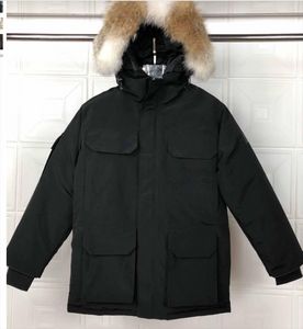 Мужской пуховик с большим мехом канадского гуся, роскошный мужчина, уличная зимняя куртка-пуховик, пальто для бега, верхняя одежда с капюшоном, дизайнерские свободные парки