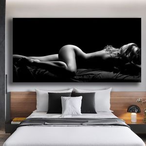 Modern figur konst väggbilder sexig naken tjej sovande duk målning för vardagsrumsaffischer och tryck cuadros heminredning207n