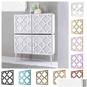 Wall Stickers 15/20/27Cm Square Hollow Acrylic Mirror Living Room Bedroom Cabinet Furniture Decorative Decal Home Design Drop Deliver Dh205