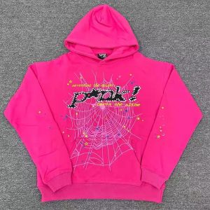 Men Hoodies Graphic Speder Young Thug 555 Spider Hoodie Homens Mulheres Prind Print Graphic Pink Sweetshirts Pullovers de designer de grandes dimensões Men Jacket Mulher 33