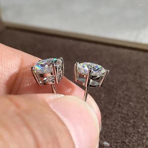 Dangle Earrings 18K White Gold 6 Carat Stud Women Wedding Anniversary Engagement Party Each 3ct Round Moissanite Diamond Elegant Trendy