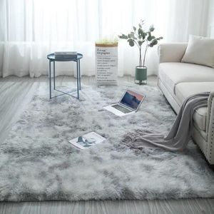 Carpets Nordic Plush Carpet Soft Anti-Slip Bedroom Mat Water Absorption Living Room Faux Fur Area Tie-Dyeing Rug Floor Blanket218u