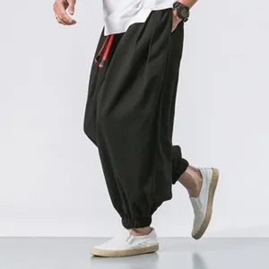 Men's Pants Plus Size Baggy Deep Crotch Harem Trousers With Drawstring Elastic Waist Pockets Comfortable Stylish Casual Daily