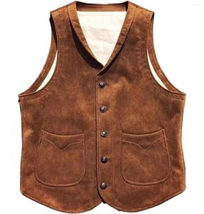 Gilet da uomo Gilet da uomo Gilet con risvolto Collo in lana Gilet marrone Casual formale doppiopetto Business Slim Fit Groomman per matrimonio