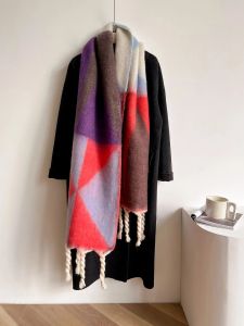 Luxus Marke Schal Frauen Männer Winter Decke Schal Wraps Warme Mohair Schals Geometrie Druck Kaschmir Halstuch Designer Foulard