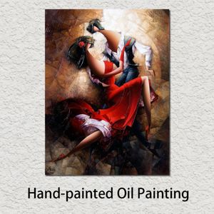 Moderna målningar abstrakt spanska tango handmålade duk konst kvinnor bild för el pub bar väggdekor2578