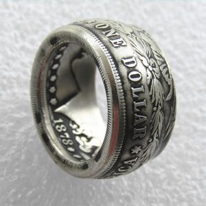 Verkaufe versilberten Morgan-Silberdollar-Münzring „Köpfe“, handgefertigt in den Größen 8-16, hohe Qualität229S