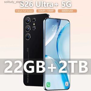 Telefones celulares Novo S26 Ultra+Smartphone 5g Android 7,3 polegadas HD ID facial de tela inteira 22GB+2TB Global 4G 5G Phone Q240312