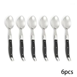 8 6 '' Laguiole Style Dinner Spoon Solid Black Wood Handle Table Spoon Xmas Party Restaurang Tabellery Kitchen Cutsly 2 245m